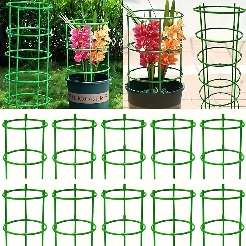 Plant Support Stake - 30/60/90 Stück verstellbare 5/10/15-stufige Kunststoff-Pflanzenstützringe –